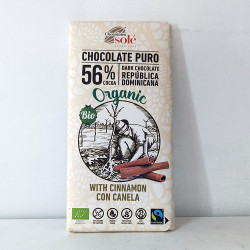 Xocolata Solé ecològic negra amb canyella 56% cacau, 100g.