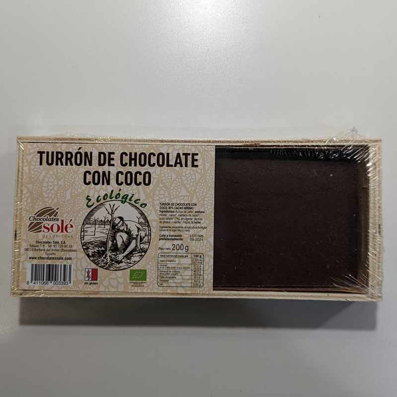 Turrón chocolate con coco (ecológico), 200g