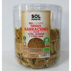 Bio Cookies de trigo sarraceno integral, chía, quinoa y cúrcuma| Granel | 100g